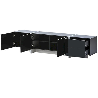 Modern Rectangle TV Stand for TVs Up to 80 with High Gloss UV Surface