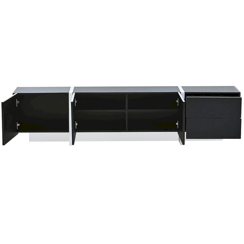 Modern Rectangle TV Stand for TVs Up to 80 with High Gloss UV Surface