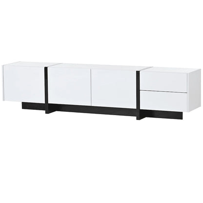 Modern Rectangle TV Stand for TVs Up to 80 with High Gloss UV Surface
