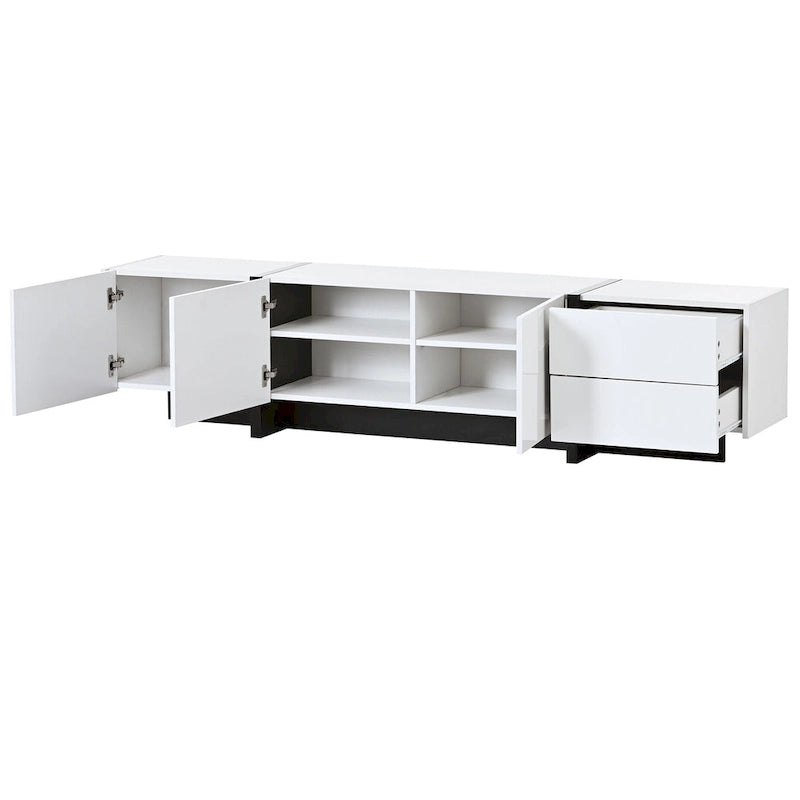 Modern Rectangle TV Stand for TVs Up to 80 with High Gloss UV Surface