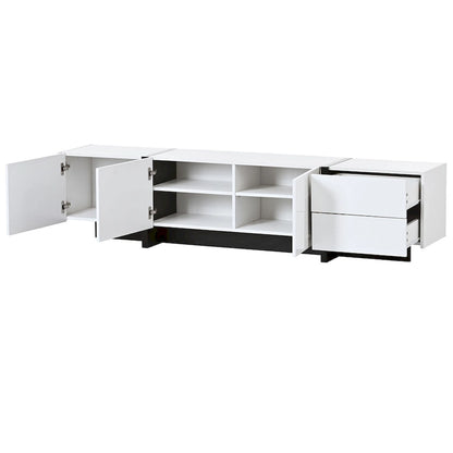 Modern Rectangle TV Stand for TVs Up to 80 with High Gloss UV Surface