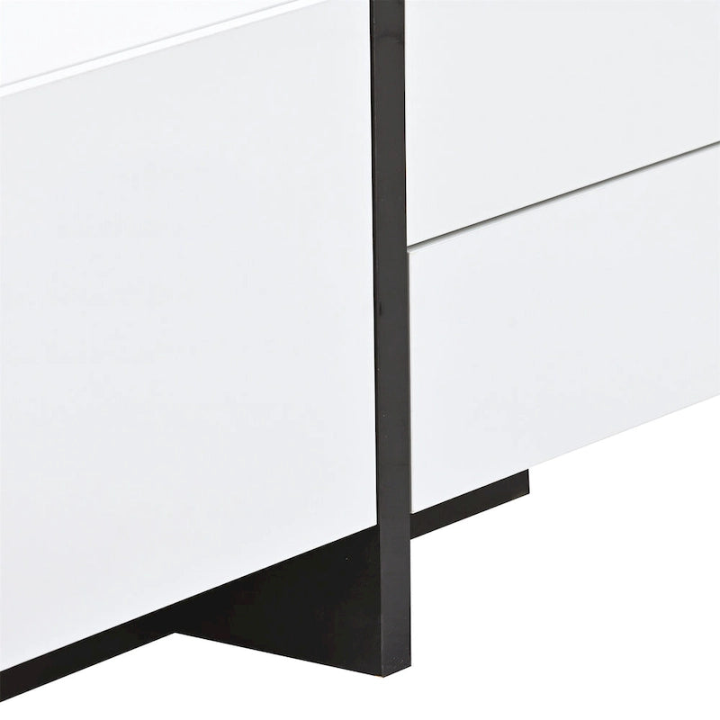 Modern Rectangle TV Stand for TVs Up to 80 with High Gloss UV Surface