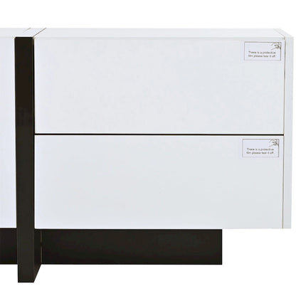 Modern Rectangle TV Stand for TVs Up to 80 with High Gloss UV Surface