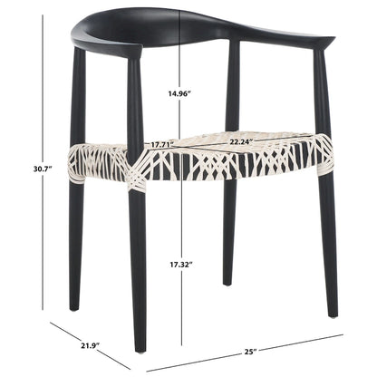 SAFAVIEH Trix Bandelier Black Dining Arm Chair - 24.8 x 18.9 x 30.7 - 25W x 19D x 31H