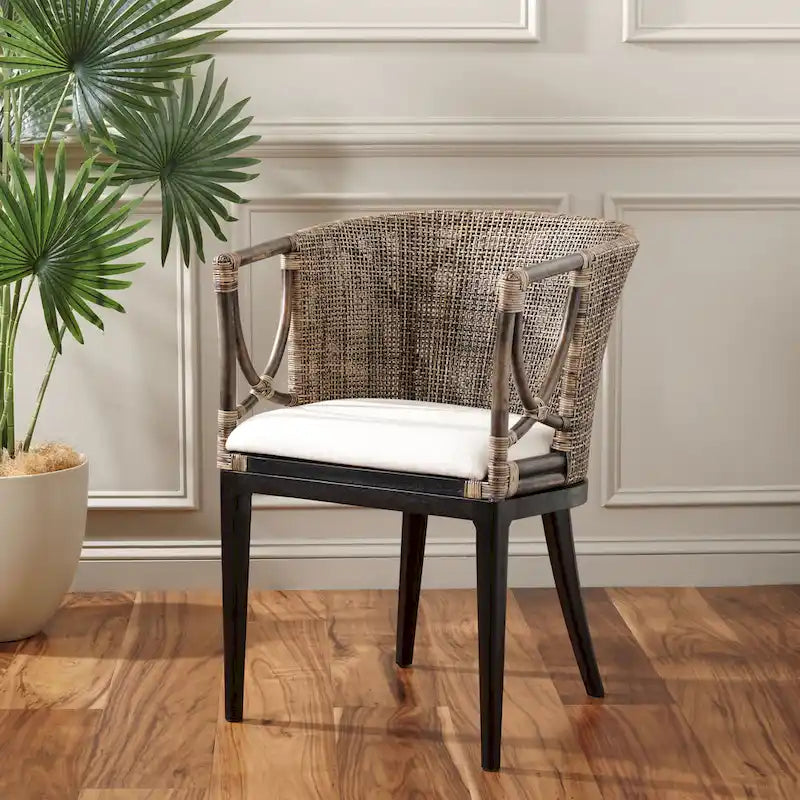 SAFAVIEH Olafia Dining Brown/ Black Arm Chair - 22.3 x 23.3 x 31.5 - 22Wx23Dx32H