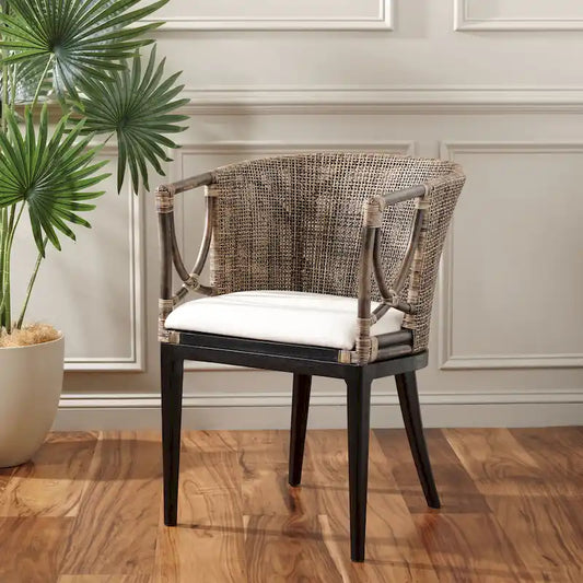 SAFAVIEH Olafia Dining Brown/ Black Arm Chair - 22.3 x 23.3 x 31.5 - 22Wx23Dx32H