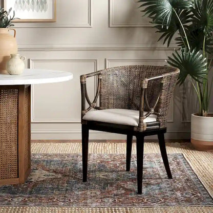 SAFAVIEH Olafia Dining Brown/ Black Arm Chair - 22.3 x 23.3 x 31.5 - 22Wx23Dx32H