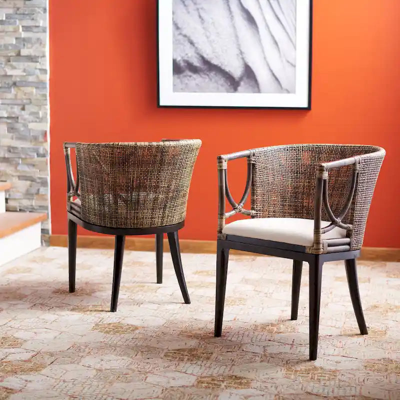 SAFAVIEH Olafia Dining Brown/ Black Arm Chair - 22.3 x 23.3 x 31.5 - 22Wx23Dx32H