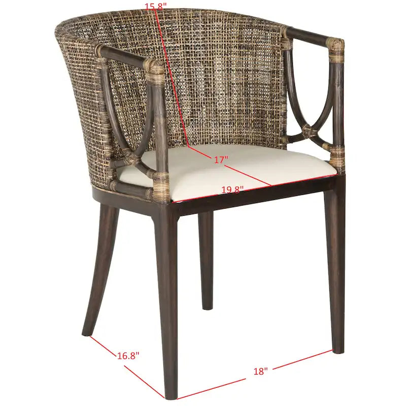 SAFAVIEH Olafia Dining Brown/ Black Arm Chair - 22.3 x 23.3 x 31.5 - 22Wx23Dx32H