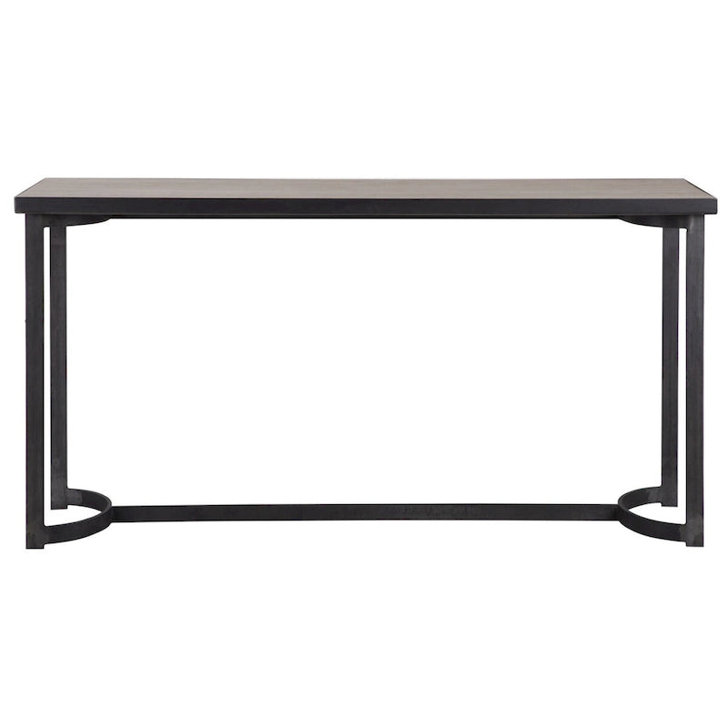 Uttermost Basuto 62 Long Oak Veneer Top Iron Lodge Style Console