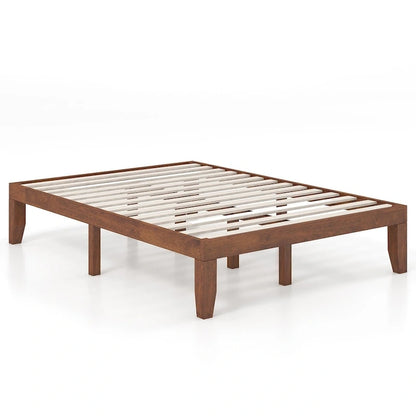 Gymax 14 Full Size Wooden Platform Bed Frame w/ Strong Slat Support