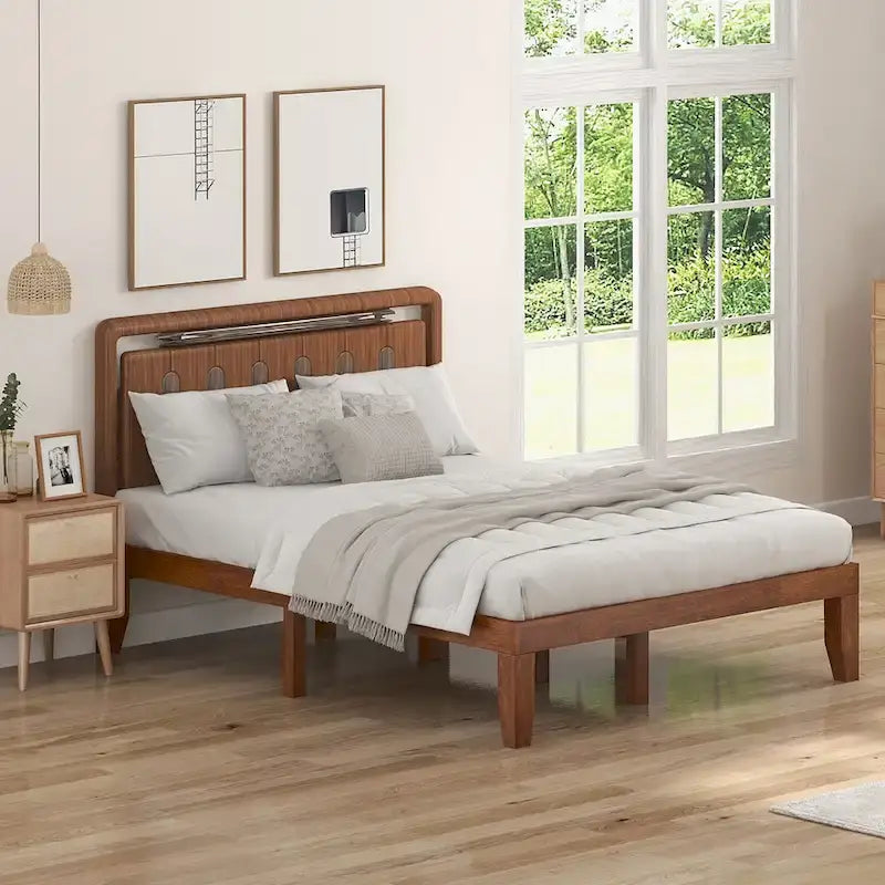 Gymax 14 Full Size Wooden Platform Bed Frame w/ Strong Slat Support