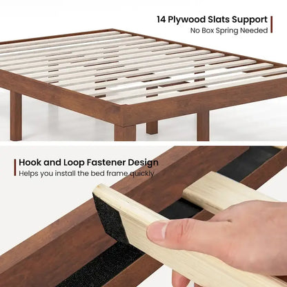 Gymax 14 Full Size Wooden Platform Bed Frame w/ Strong Slat Support