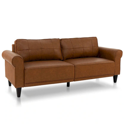 Costway Modern Sofa Couch PU Leather 81.5 3-Seater with 2 Back - See Details