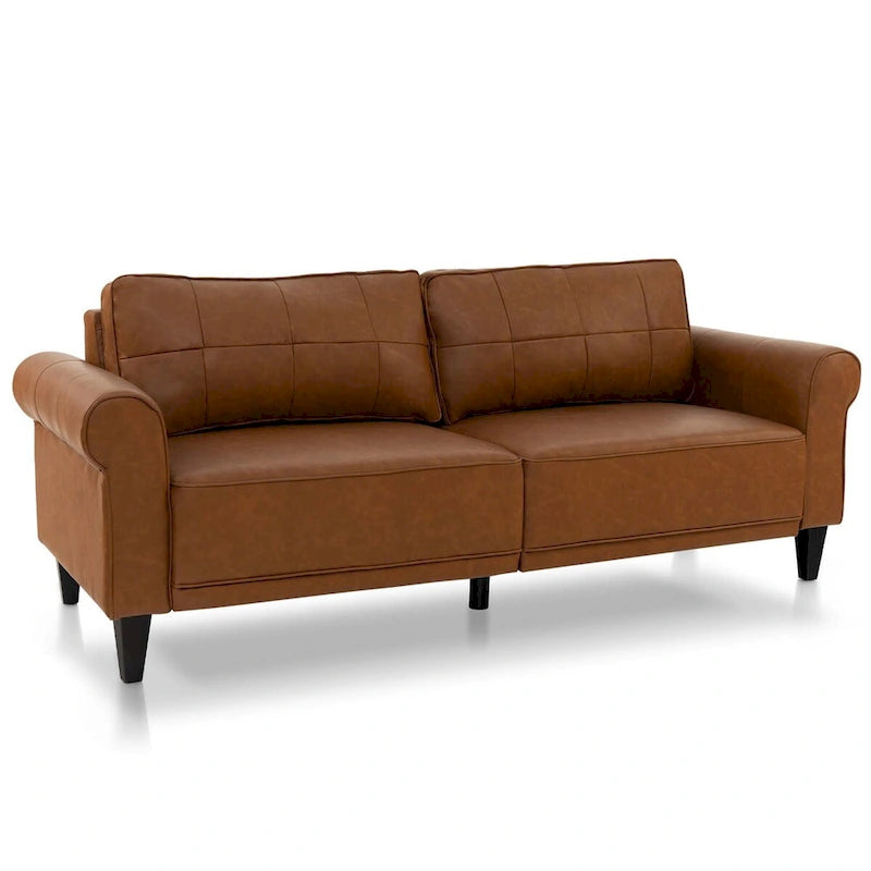 Costway Modern Sofa Couch PU Leather 81.5 3-Seater with 2 Back - See Details