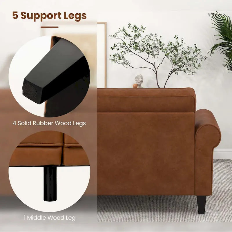 Costway Modern Sofa Couch PU Leather 81.5 3-Seater with 2 Back - See Details