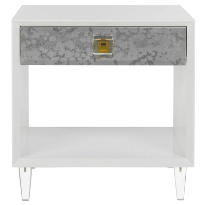 SAFAVIEH Couture Myrthe Eglomise Side Table- White - 24 W x 18 L x 25 H - 24Wx18Dx25H