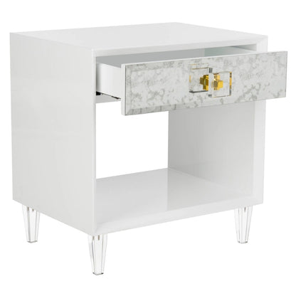 SAFAVIEH Couture Myrthe Eglomise Side Table- White - 24 W x 18 L x 25 H - 24Wx18Dx25H