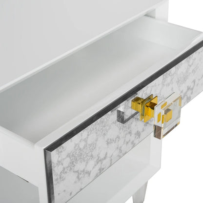 SAFAVIEH Couture Myrthe Eglomise Side Table- White - 24 W x 18 L x 25 H - 24Wx18Dx25H