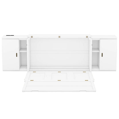 Queen Size Murphy Bed with Shelves Cabinets and USB Ports