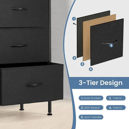 6 Drawer Dresser Drawer Chest Tall Storage Cabinet Organizer Unit Bedroom Living Room