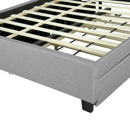 Queen size Upholstered Platform Bed with Twin XL Size Trundle