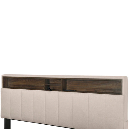 Queen size Upholstered Platform Bed with Twin XL Size Trundle