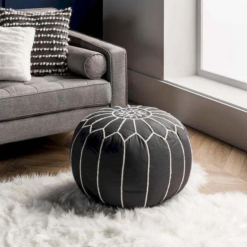 Nuloom Classic Moroccan Cotton Ottoman Pouf
