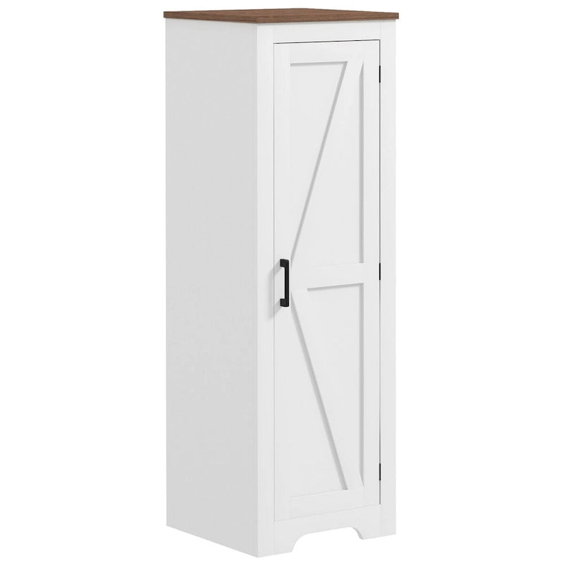 HOMCOM Farmhouse Storage Cabinet with Adjustable Shelf, Single Barn Door Small Bathroom Storage Cabinet for Living Room