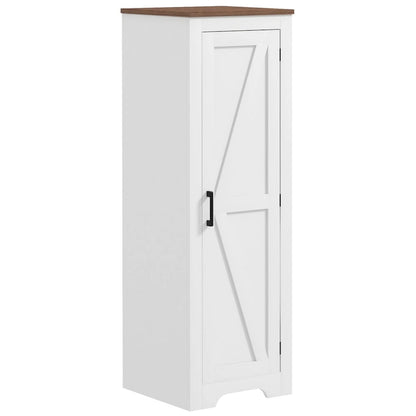 HOMCOM Farmhouse Storage Cabinet with Adjustable Shelf, Single Barn Door Small Bathroom Storage Cabinet for Living Room