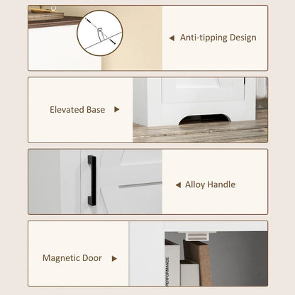 HOMCOM Farmhouse Storage Cabinet with Adjustable Shelf, Single Barn Door Small Bathroom Storage Cabinet for Living Room