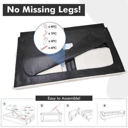 Futon Sofa Bed, Convertible Folding Futon Couch Recliner Lounge For Living Room With 2 Pillow/Armrest