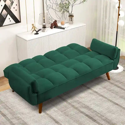 Futon Sofa Bed, Convertible Folding Futon Couch Recliner Lounge For Living Room With 2 Pillow/Armrest