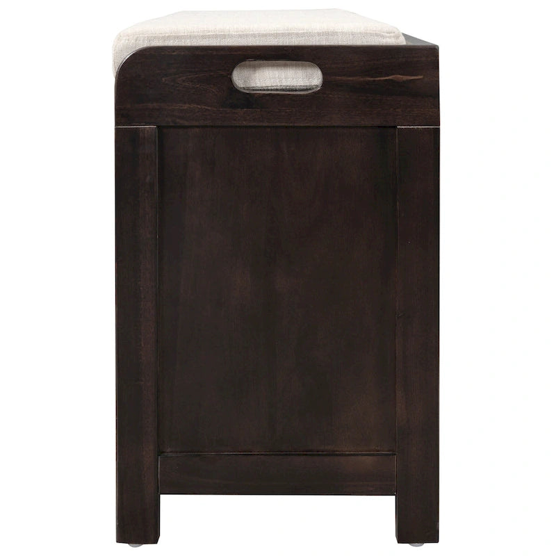 Storage Bench with Removable Basket and 2 Drawers, Fully Assembled Shoe Bench with Removable Cushion
