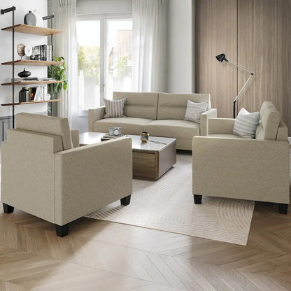 CraftPorch Clean and Minimalist Linen Upholstered 3-Piece Living Room Set