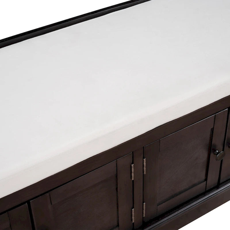 Storage Shoes Bench with 4 Doors and Adjustable Shelves, Removable Cushion