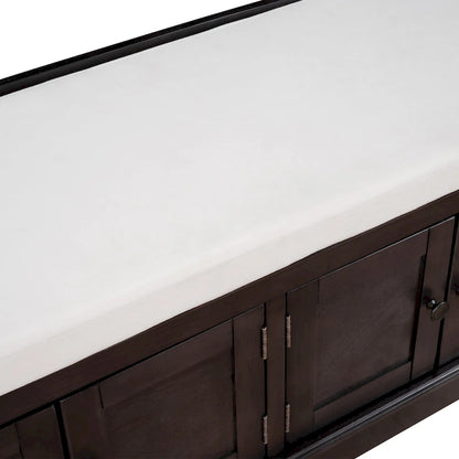 Storage Shoes Bench with 4 Doors and Adjustable Shelves, Removable Cushion