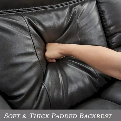 Power Reclining Sectional Sofa Couch with LED Light Recliner Faux Leather L-Shaped Cup Holder,USB Port for Living Room Black