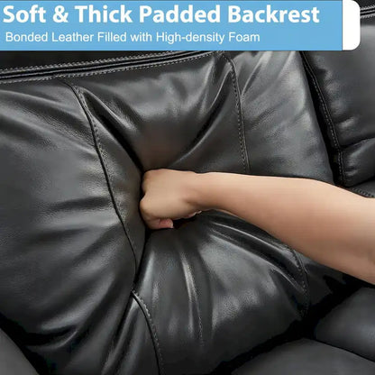 Power Reclining Sectional Sofa Couch with LED Light Recliner Faux Leather L-Shaped Cup Holder,USB Port for Living Room Black