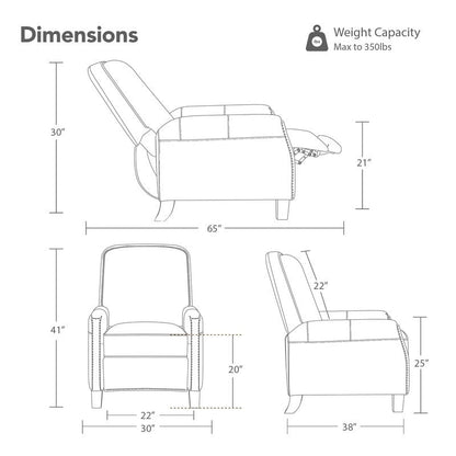 Elias Push Back Recliner for Adults Faux Leather Chair for Living Room