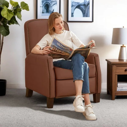 Elias Push Back Recliner for Adults Faux Leather Chair for Living Room