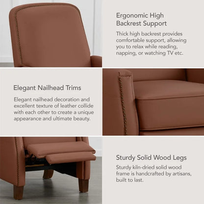 Elias Push Back Recliner for Adults Faux Leather Chair for Living Room