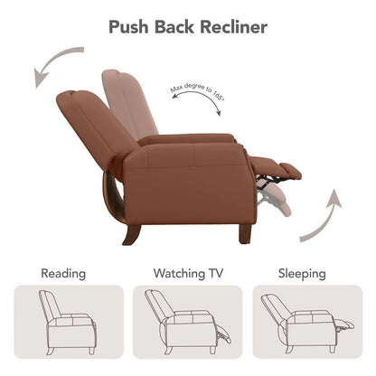 Elias Push Back Recliner for Adults Faux Leather Chair for Living Room