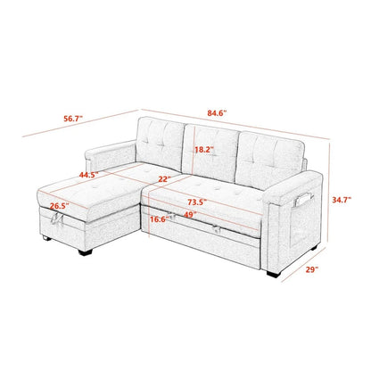Storage Convertible Reversible Sectional Sofa