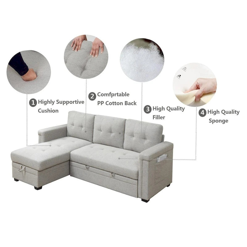 Storage Convertible Reversible Sectional Sofa