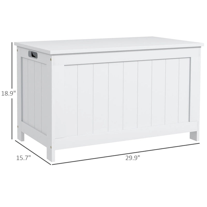 HOMCOM Storage Chest, Wooden Box with 2 Safety Hinges and Cut-out Handles, Modern Storage Trunk for Living Room, Entryway