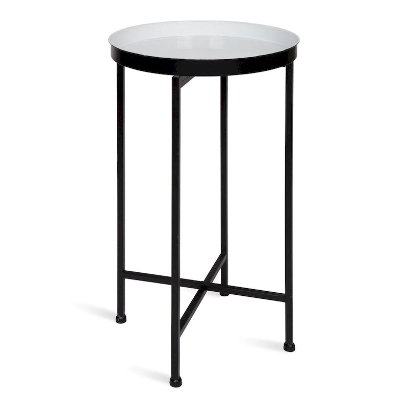 Kate and Laurel Celia Round Metal Tray/ Foldable Accent Table - 14x14x25.75
