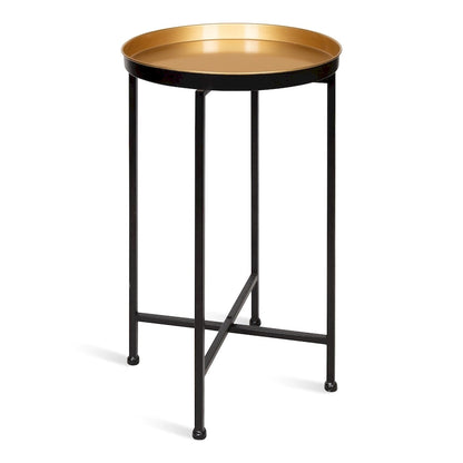 Kate and Laurel Celia Round Metal Tray/ Foldable Accent Table - 14x14x25.75