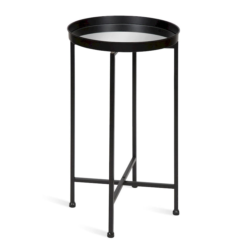 Kate and Laurel Celia Round Metal Tray/ Foldable Accent Table - 14x14x25.75