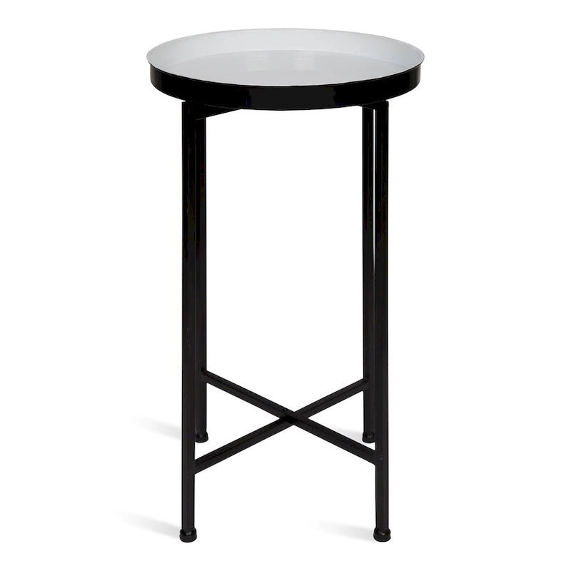 Kate and Laurel Celia Round Metal Tray/ Foldable Accent Table - 14x14x25.75